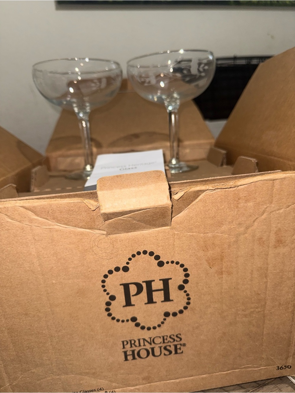 Princess House Clear Champagne Coupe Glasses - Pair